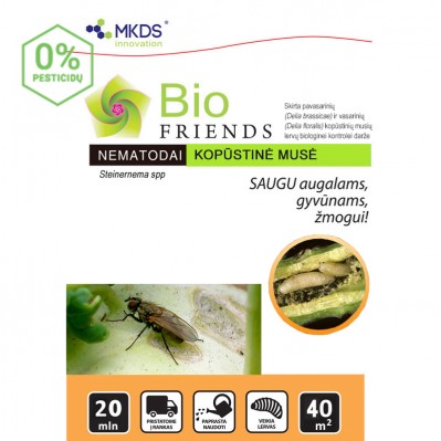 Nematodai KOPŪSTINIŲ MUSIŲ lervoms (Steinernema spp.) 2x10 mln/40 m²